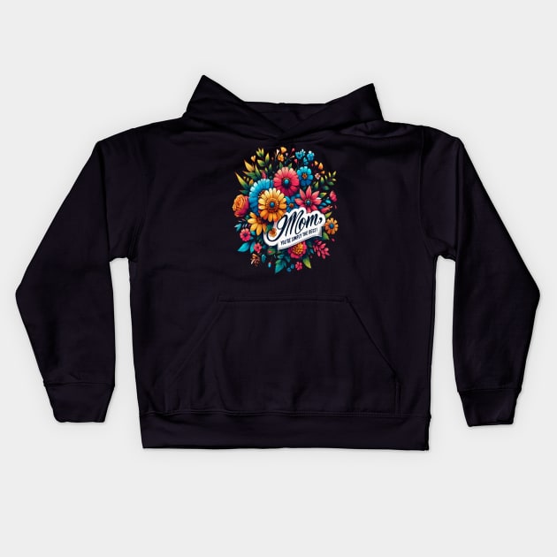 Moms Blooming Bouquet Kids Hoodie by maknatess